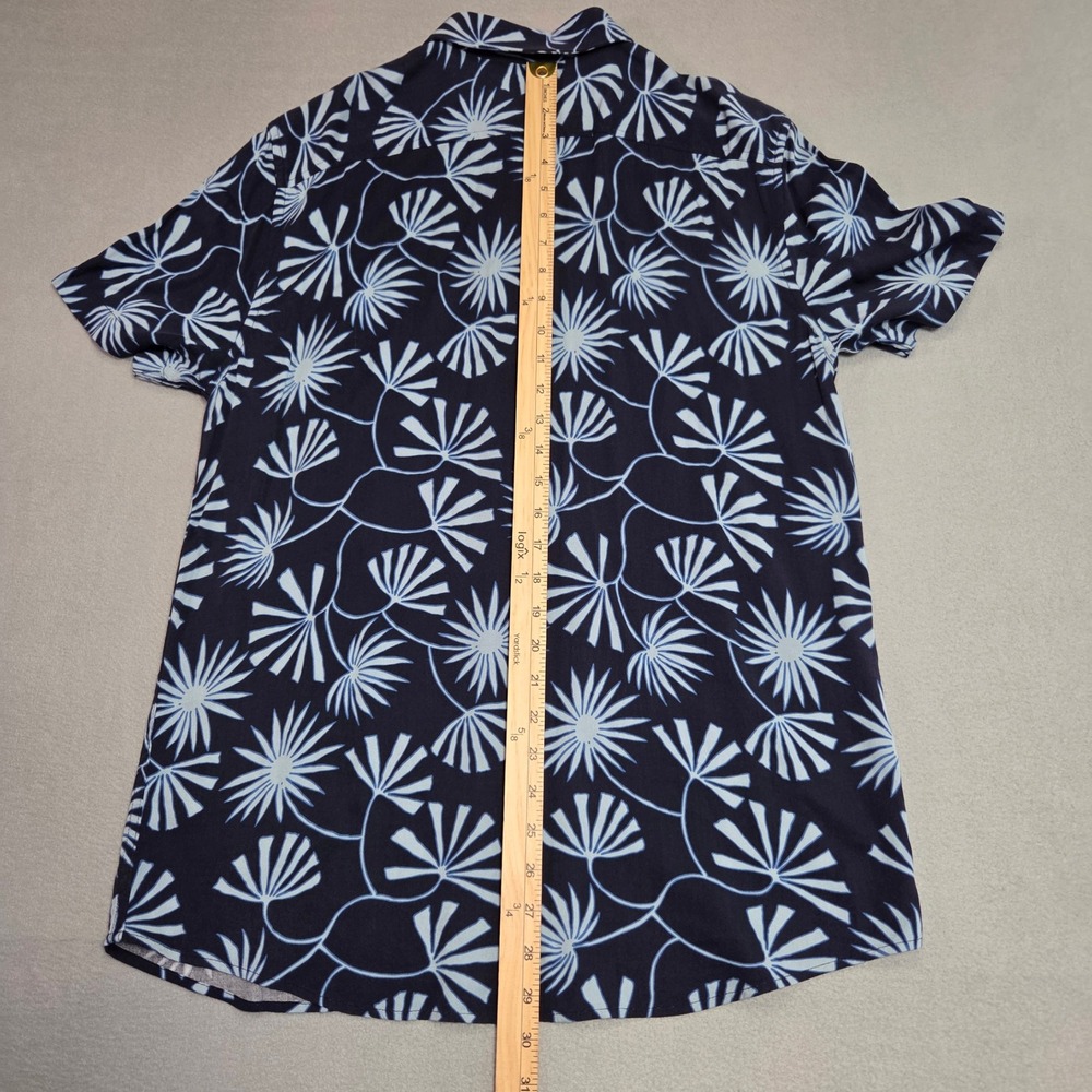 Original Penguin Shirt Mens M Navy Blue WVN SS ENG CHEST STR Floral Button Down